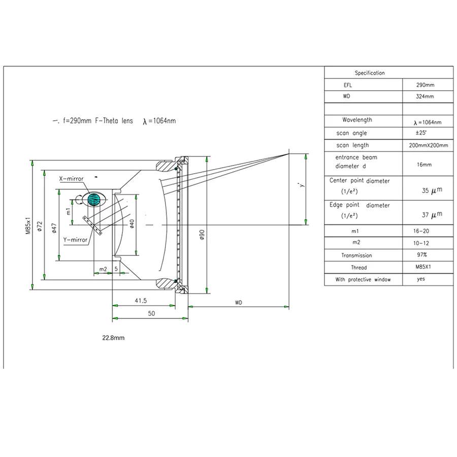 BMLaser Quartz M85 Fiber Laser F-theta Scan Lens For 100W Fiber Laser Engraver