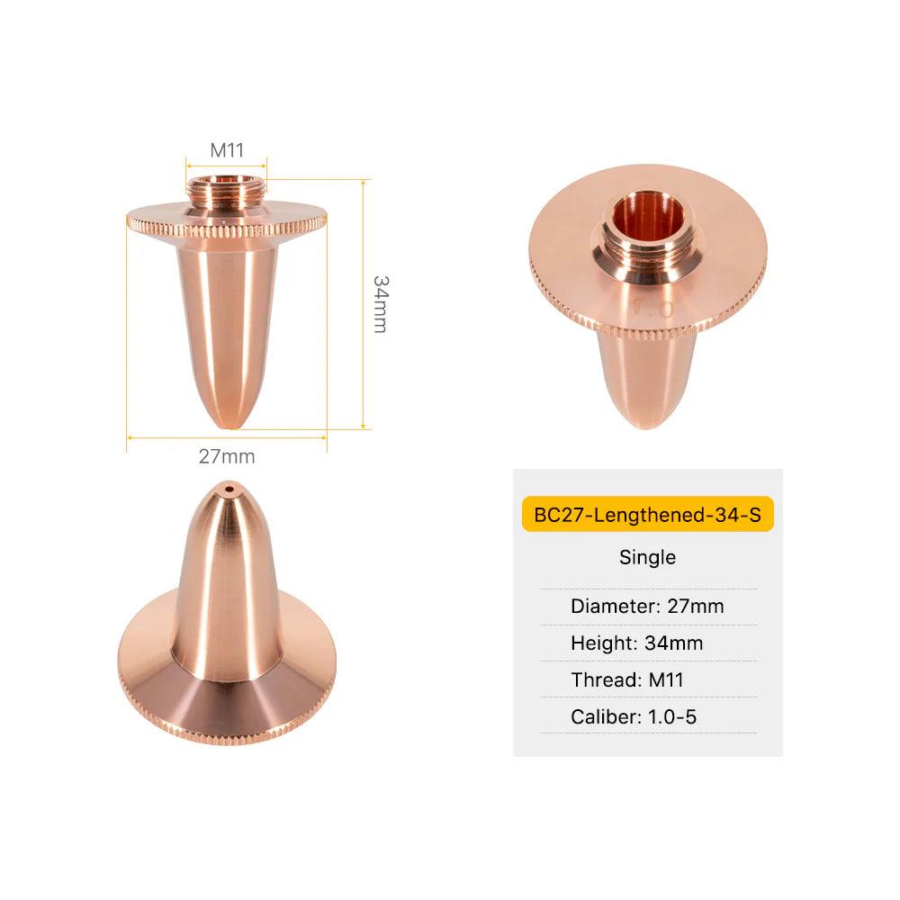 BC Series Lengthened Type Laser Nozzles D27 H34 M11 Laser Nozzles BMLaser -2