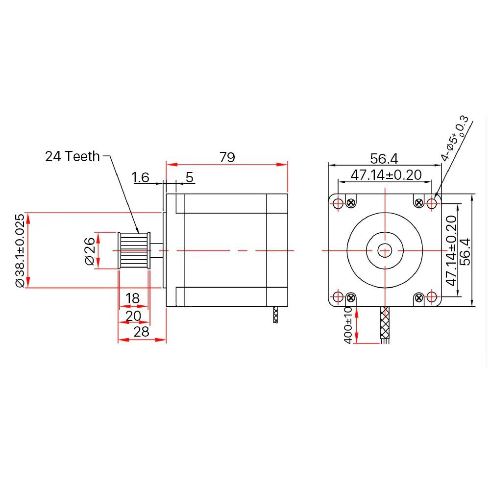 BMLaser Leadshine 573S15-L-18 3-Phase Nema23 Stepper Motor
