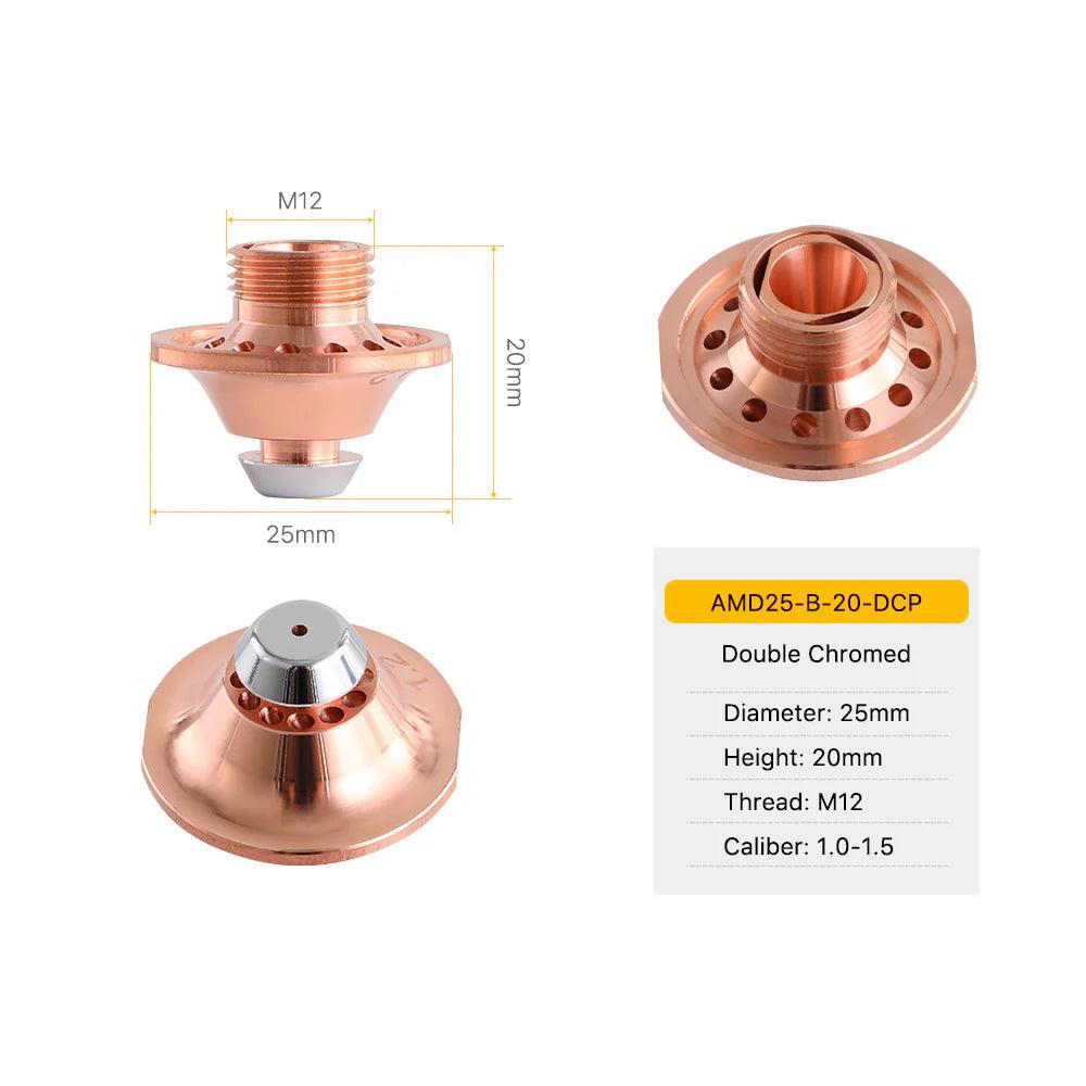 D25 H20 AM B Type Chrome-plated Laser Cutting Nozzles BMLaser3