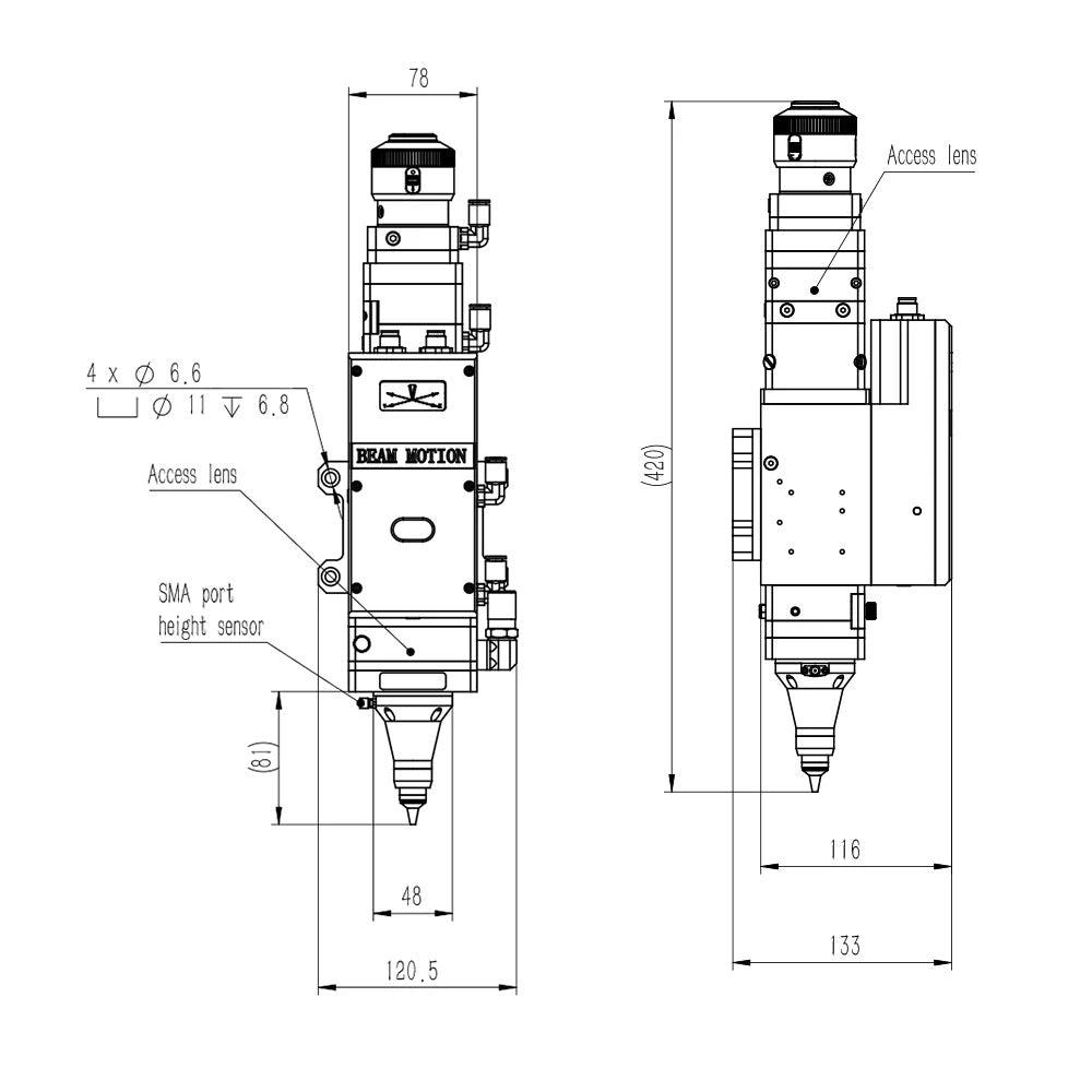 BMLaser 0-3.3KW Raytools BMH110 3D Autofocus Fiber Laser Cutting Head