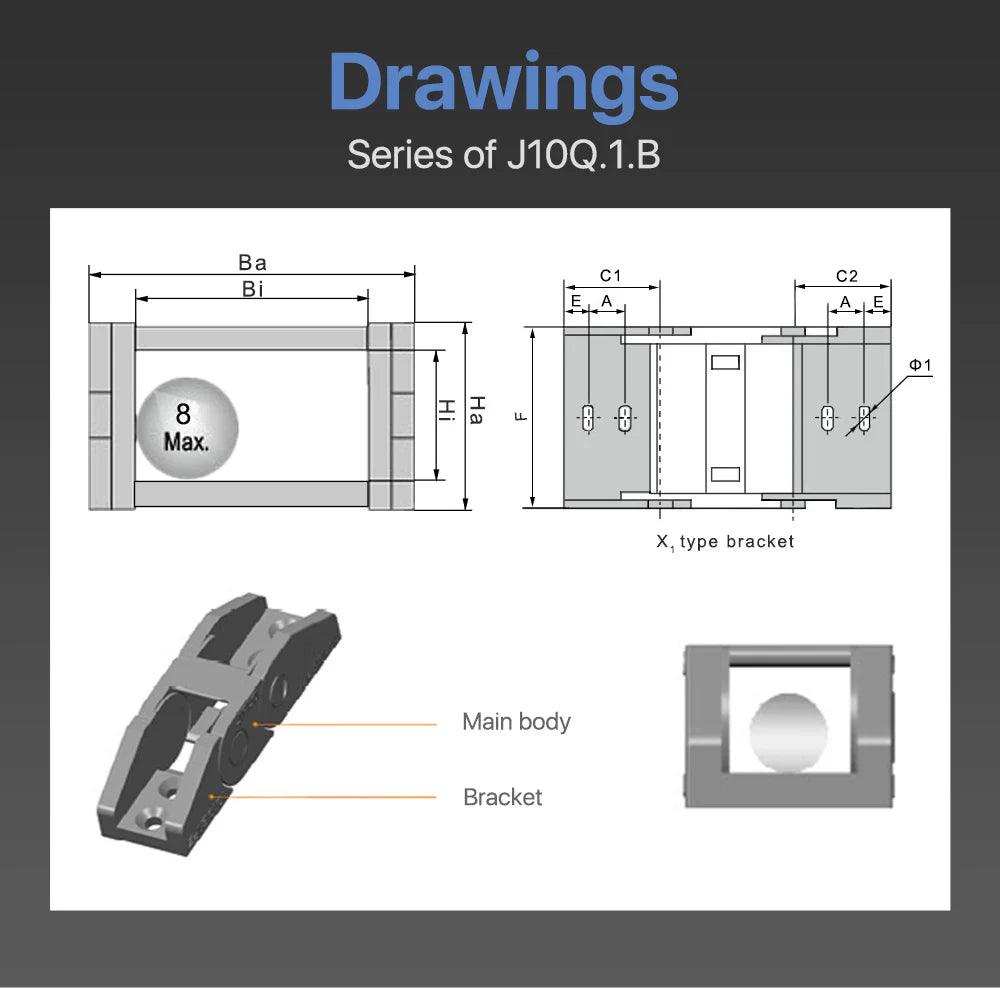 BMLaser J10Q.1.B Bridge Type Non-Opening Cable Drag Chains