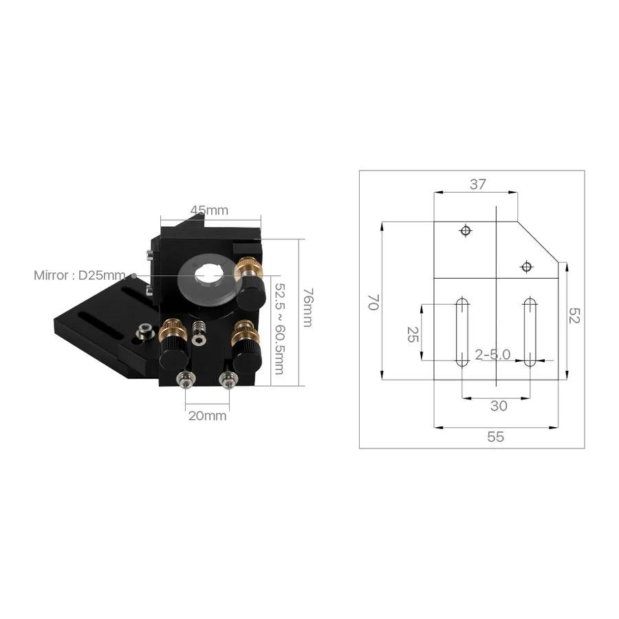 BMLaser E Series Black CO2 Laser Head Set With 1st Mirror Mount & 2nd Mirror Mount