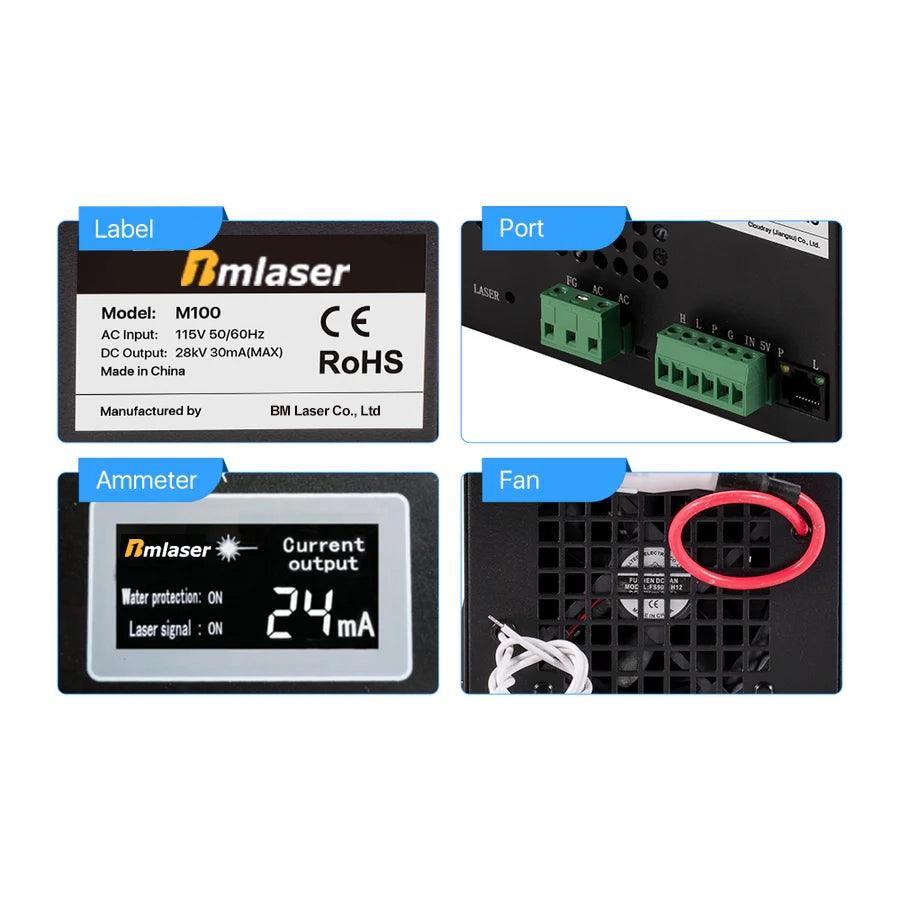 BMLaser 100W MYJG CO2 Laser Power Supply With LCD Display