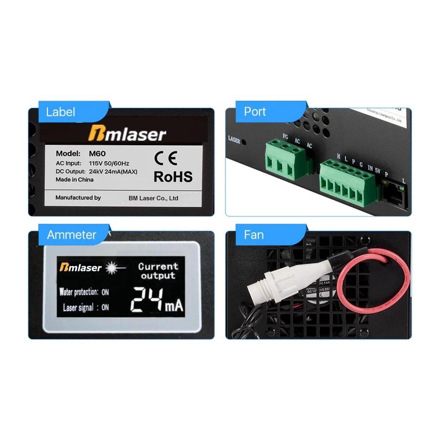 BMLaser 60W 115/230V MYJG CO2 Power Supply