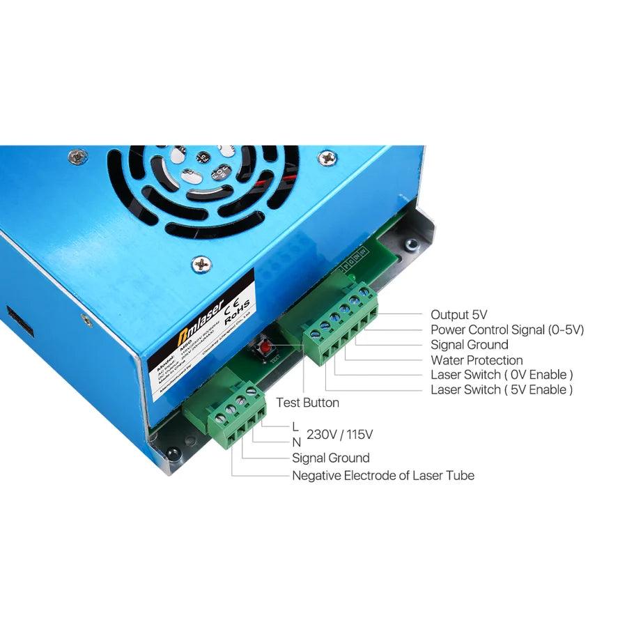 BMLaser 50W 115-230V MYJG Green Shell CO2 Power Supply