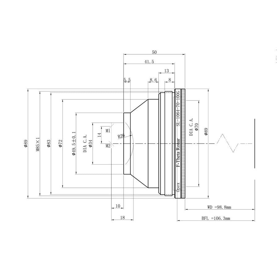 OPEX Fiber Laser F-theta Scan Lens BMLaser5