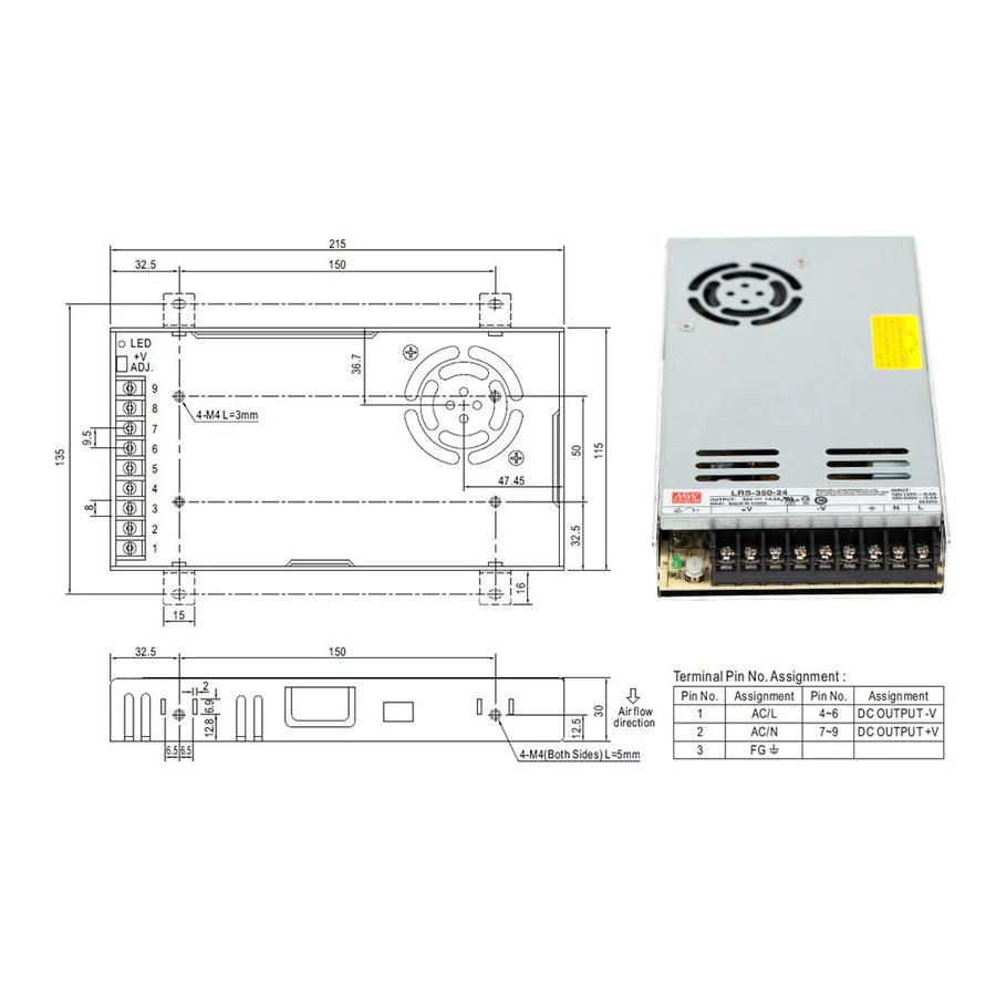 Оригинално импулсно захранване Meanwell LRS-350