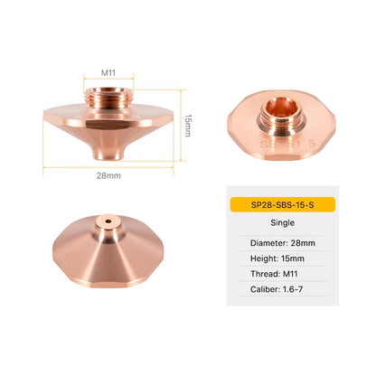 Sb Types SP Series SB SBS Type Laser Nozzles D28 H15 M11 BMLaser – BMLasertools